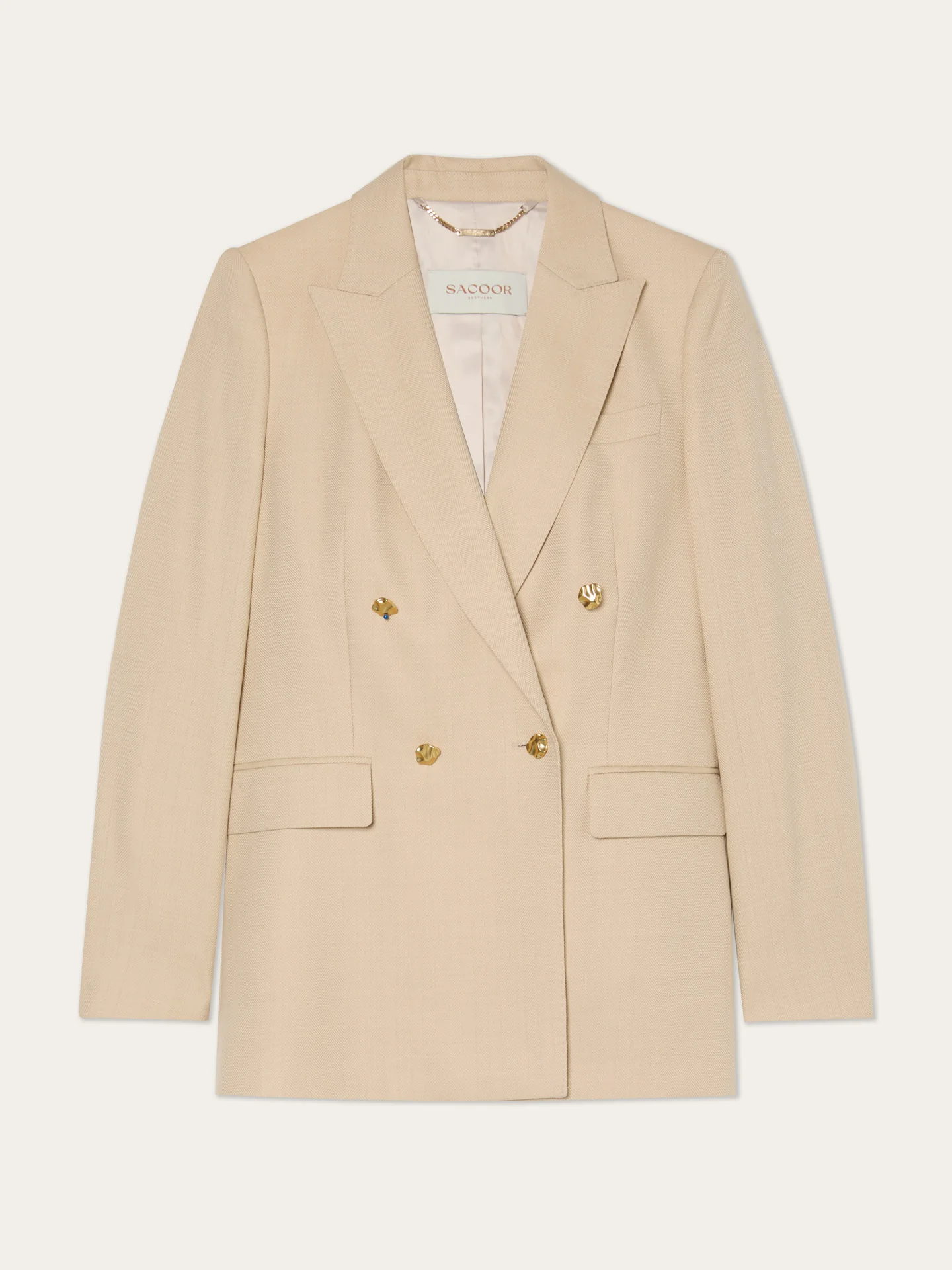 Double-Breasted Blazer In Wool Blend Herringbone - Image 5