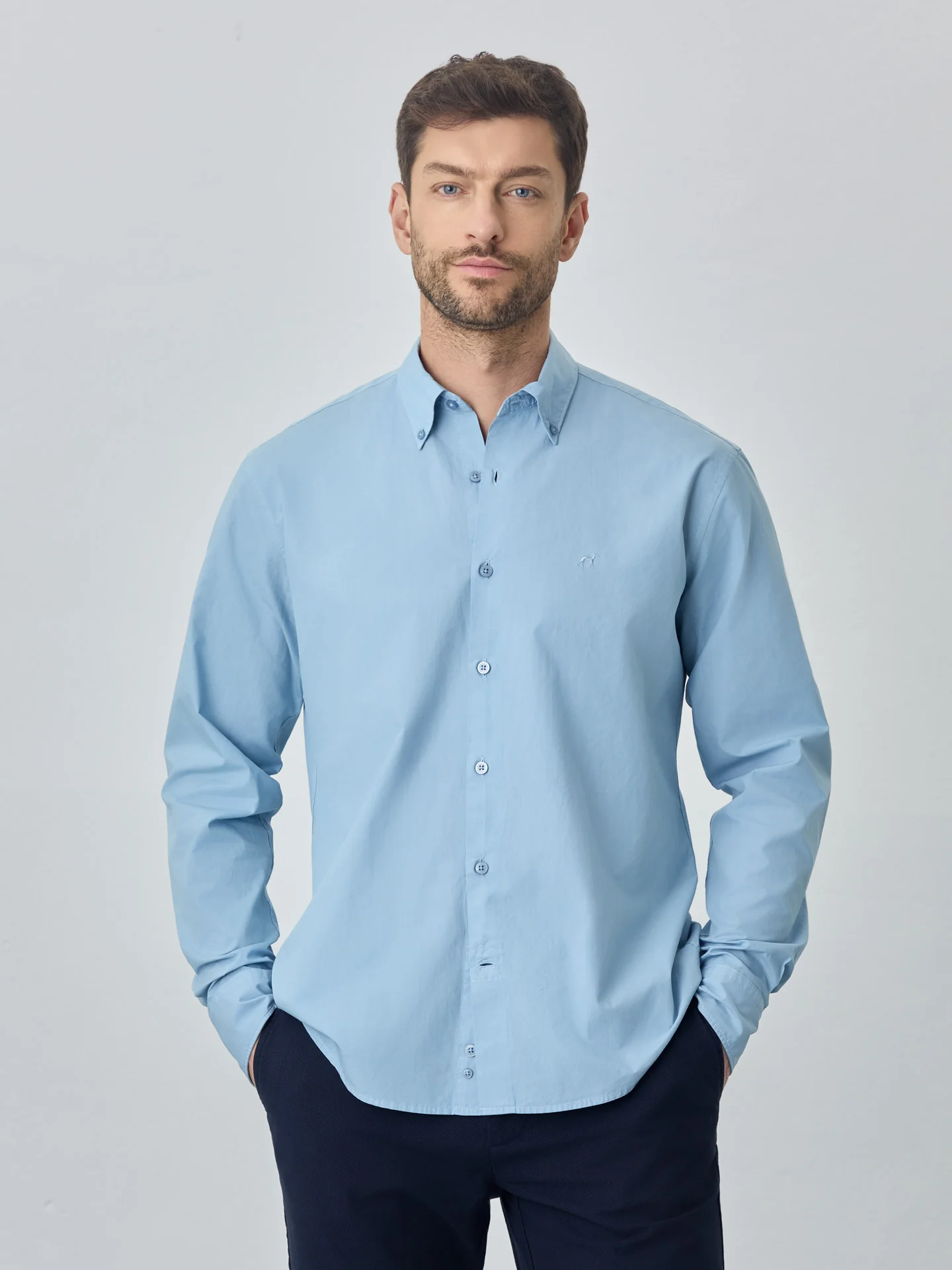 Regular fit poplin over dye shirt - Image 4