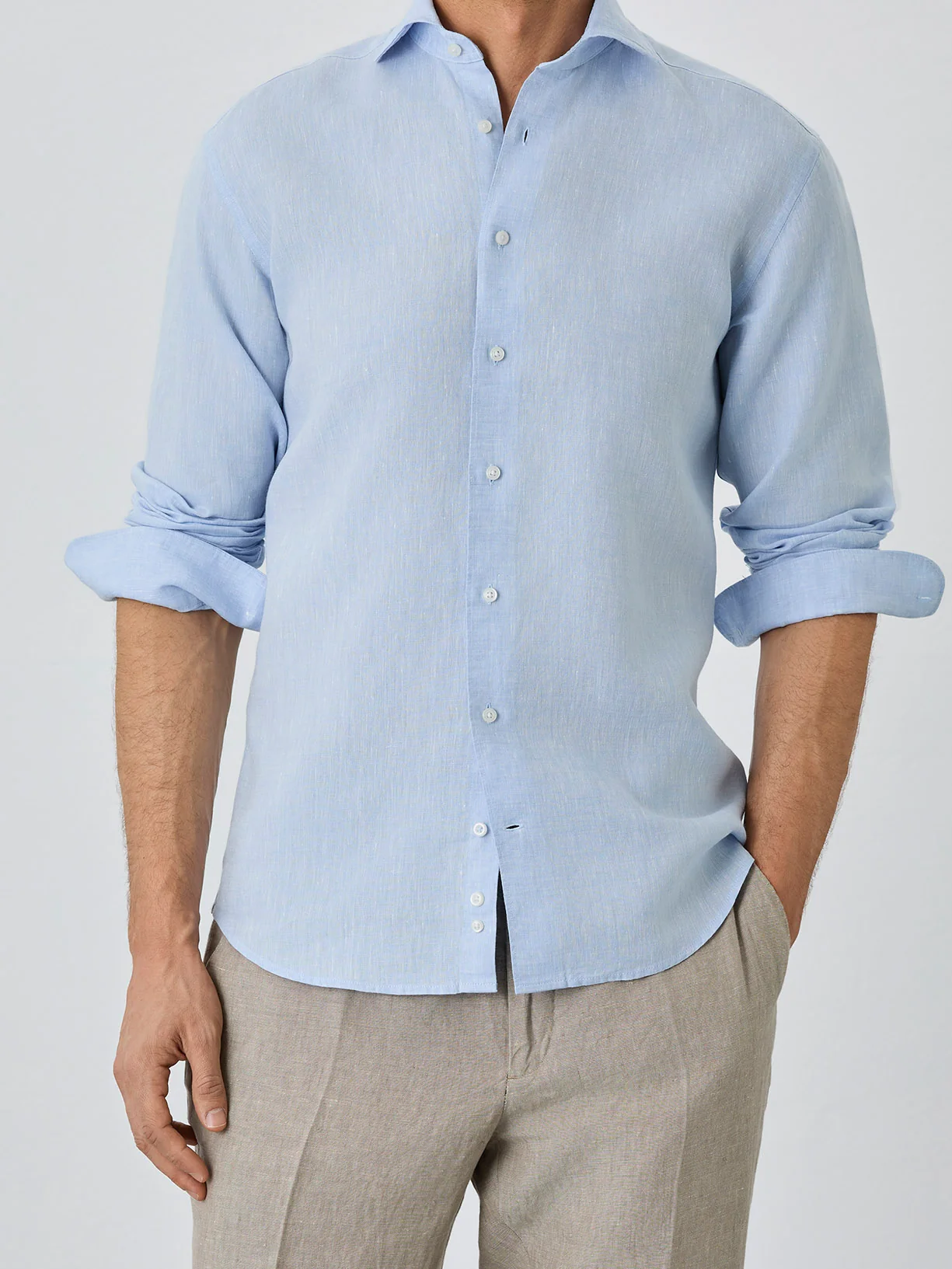 Slim Fit Shirt With Bristol Collar In Linen - Image 6